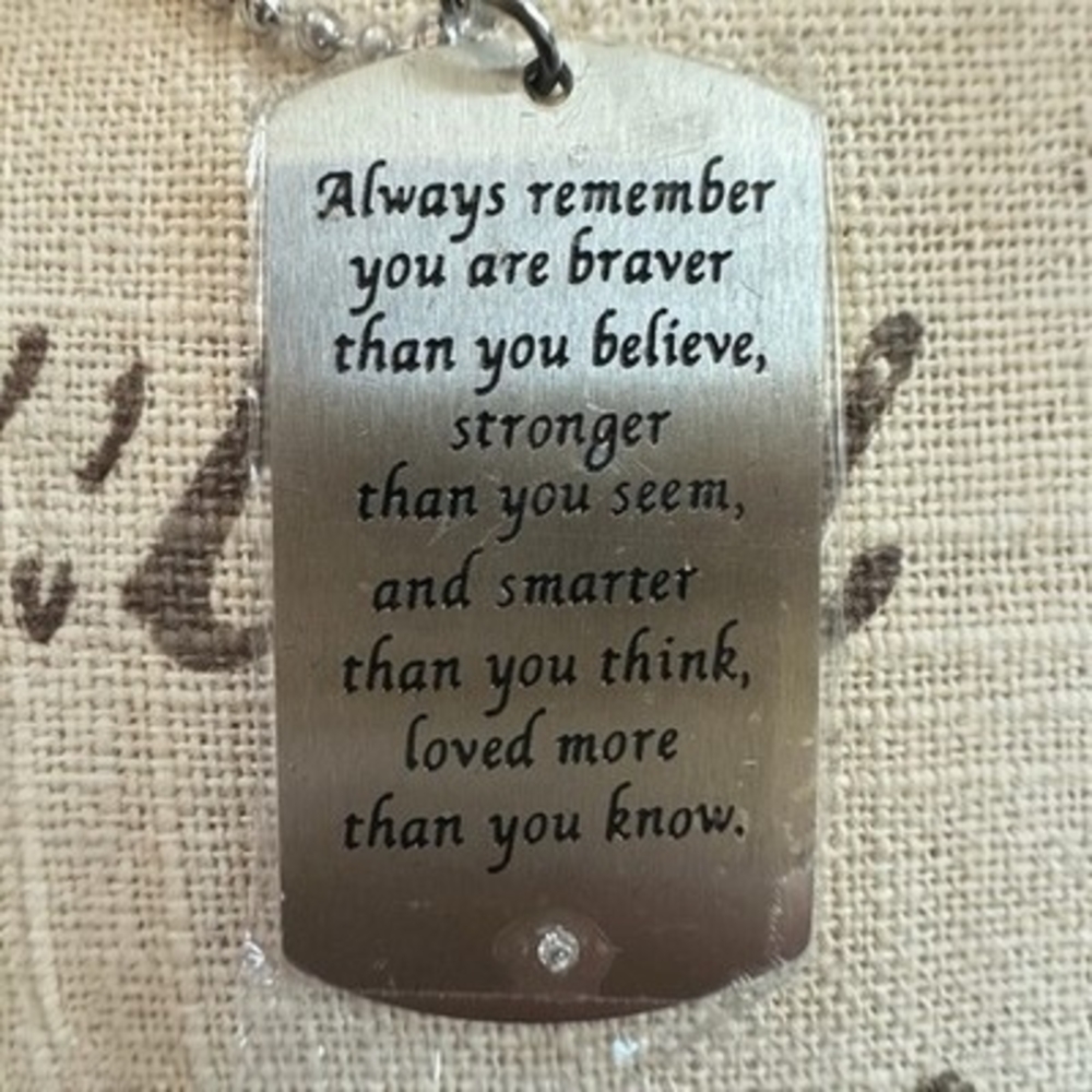 Stainless Steel Dog Tag Pendant Necklace Inspirational Quote Gift Unisex NIP - Picture 4 of 6
